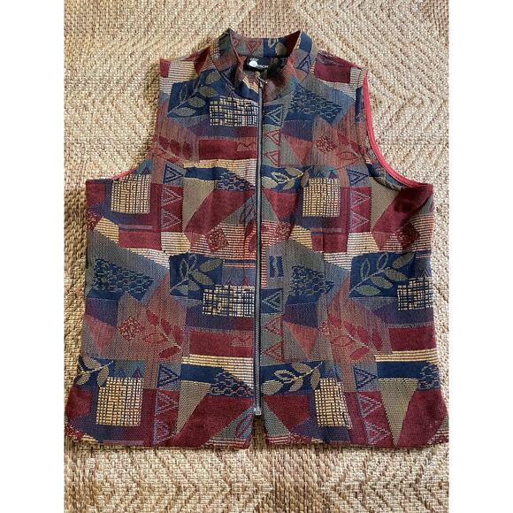 First Option Jackets & Blazers - Vtg. 90s First Option Sleeveless Tapestry Vest SZ L